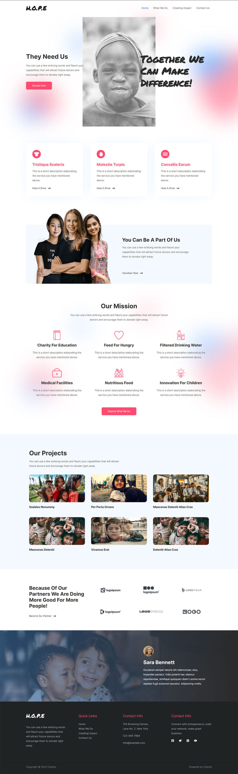 Charity home page