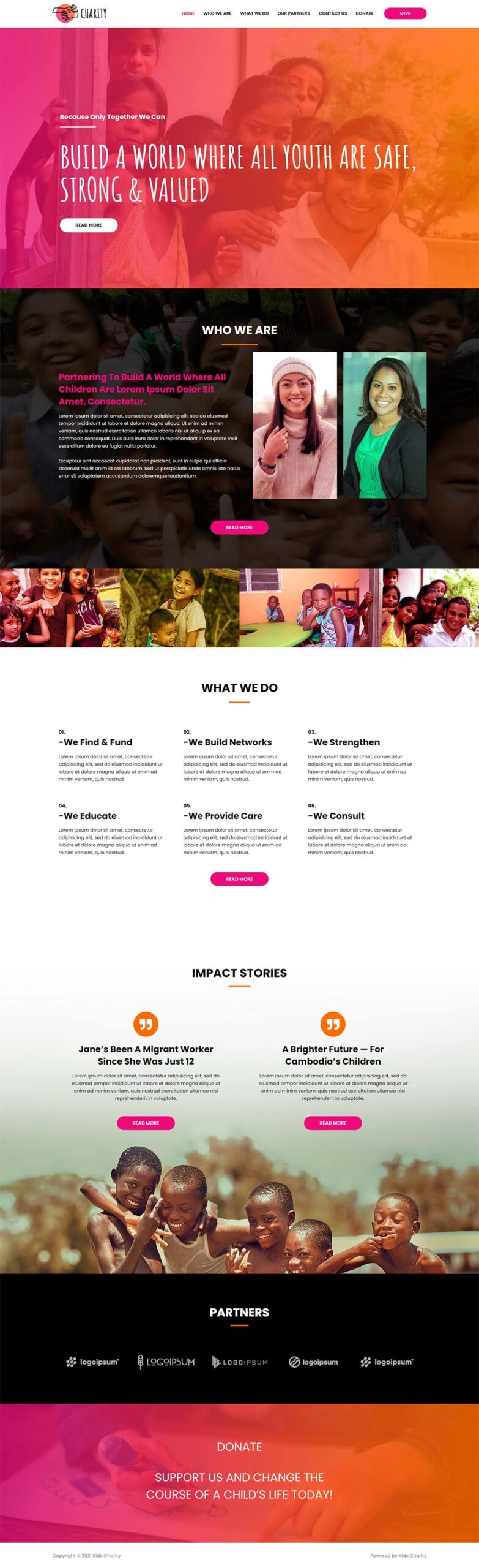 Kids Charity home page