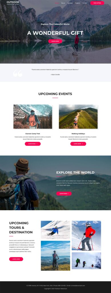 Outdoor Adventure home page