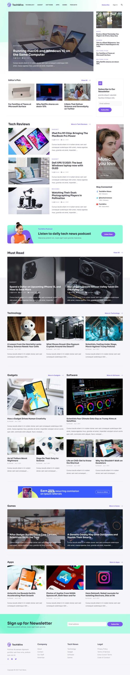 Tech News home page